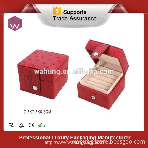Leather red color unique jewelry box ring holders